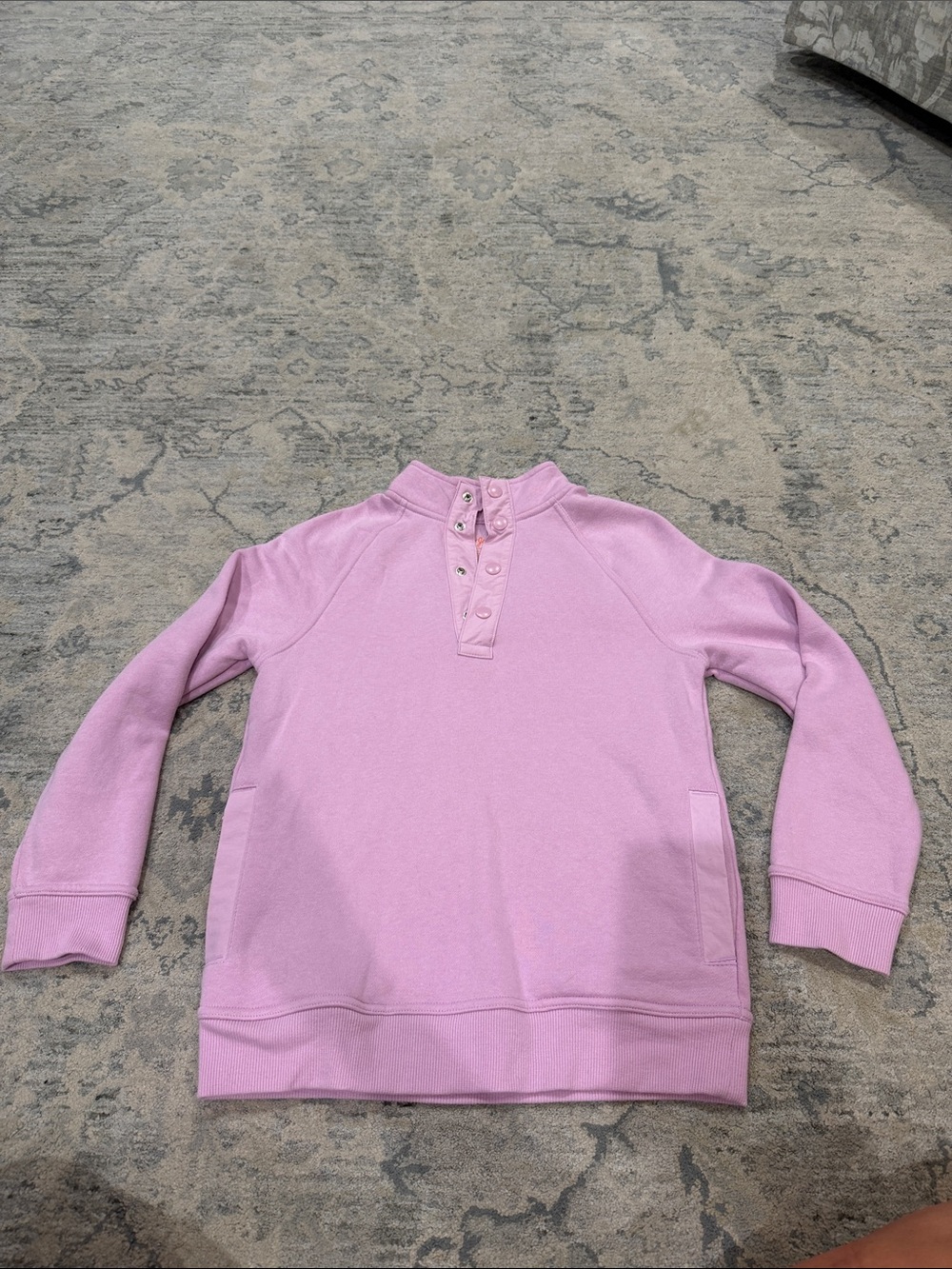Girls' Pink Snap-Front Pullover Sweatshirt